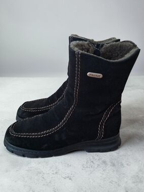 Vintage Pajar Women's Black Suede Genuine Shearling Lining Winter Boots Size 7